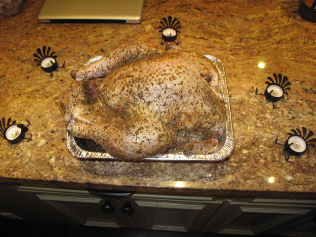 Thanksgiving, turkey awaiting fryer