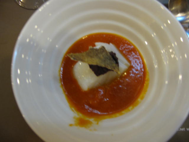 Red Bell Pepper Soup with Bacalao