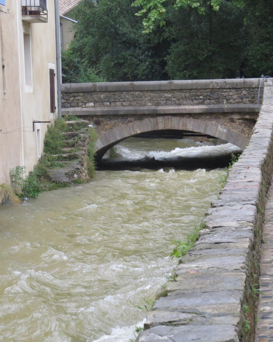 Rushing water through town